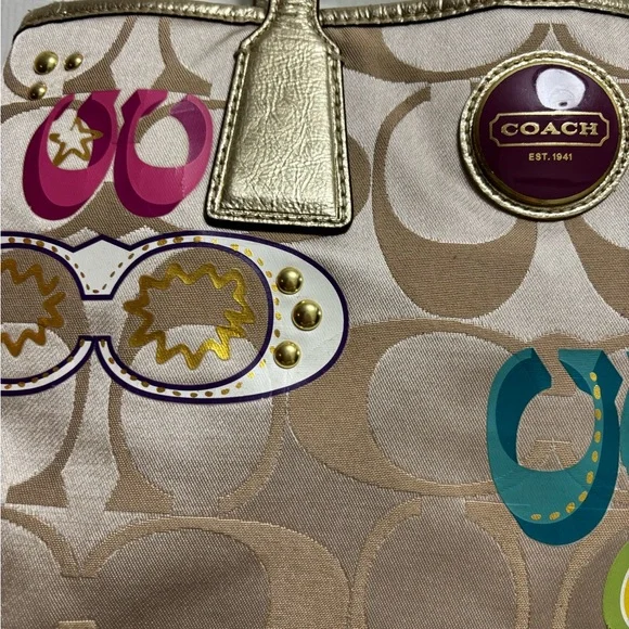 Coach RARE Poppy E1169-F17575 Graffiti Kiss-lock Satchel EUC - Picture 3 of 16